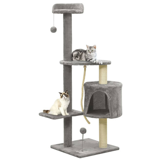 Katzenbaum mit Sisal-Kratzsäulen Grau 120 cm