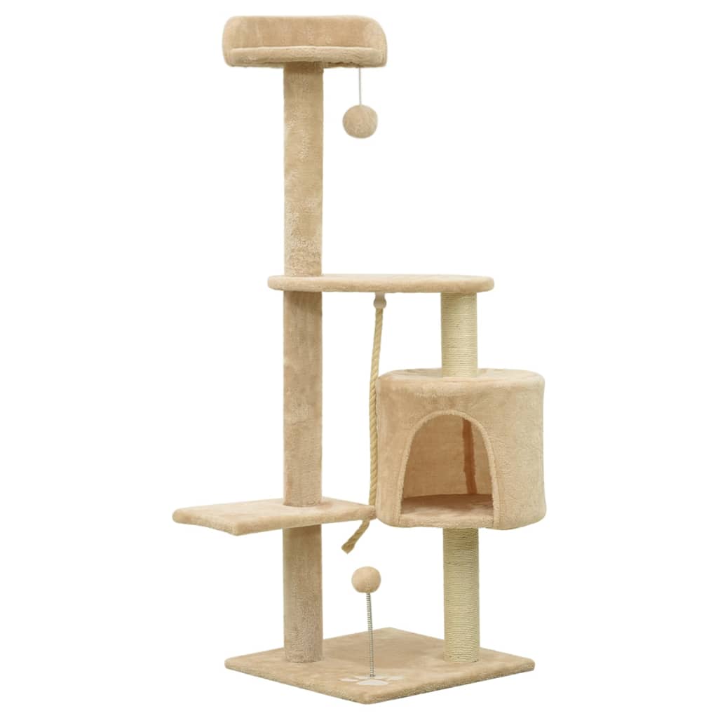 Katzenbaum mit Sisal-Kratzsäulen Beige 120 cm