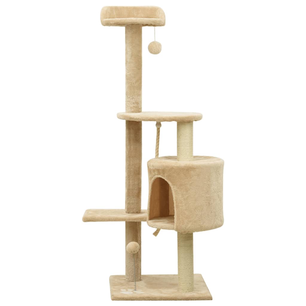 Katzenbaum mit Sisal-Kratzsäulen Beige 120 cm