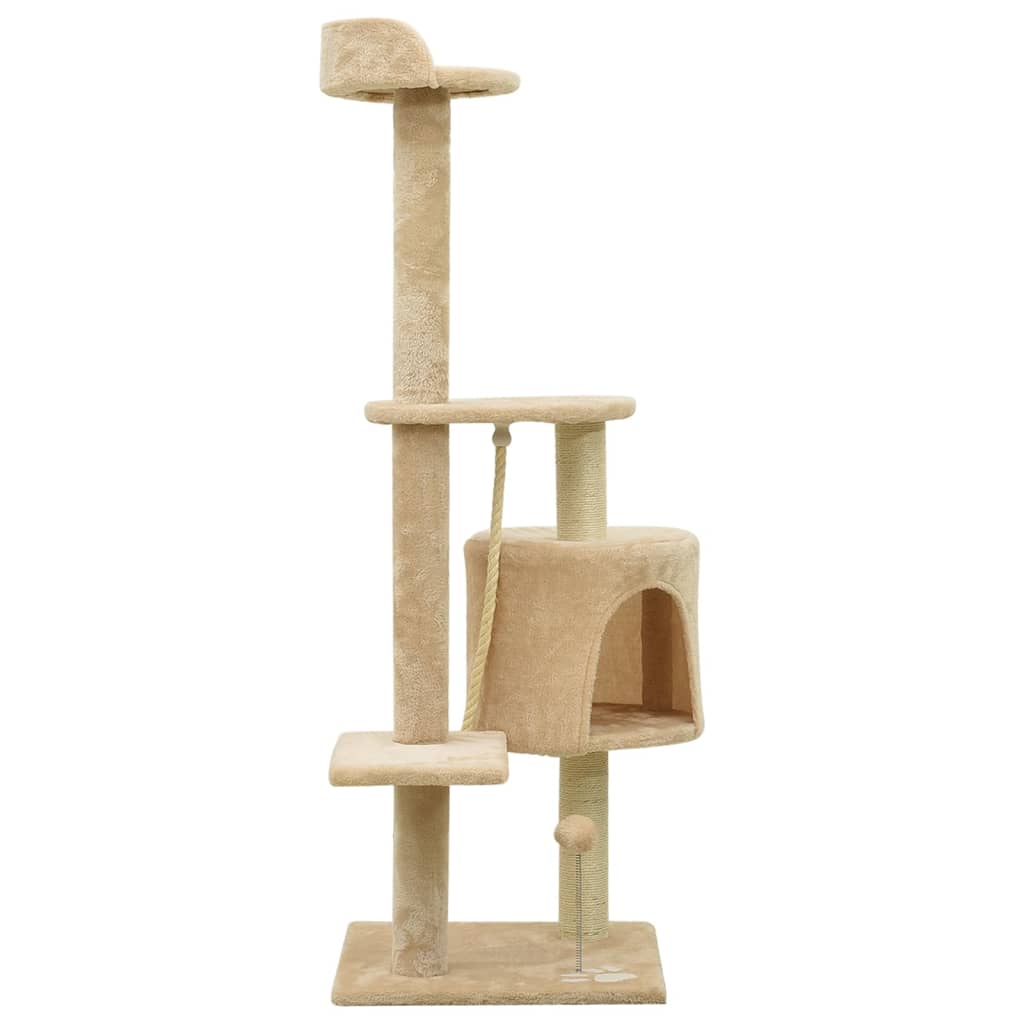 Katzenbaum mit Sisal-Kratzsäulen Beige 120 cm