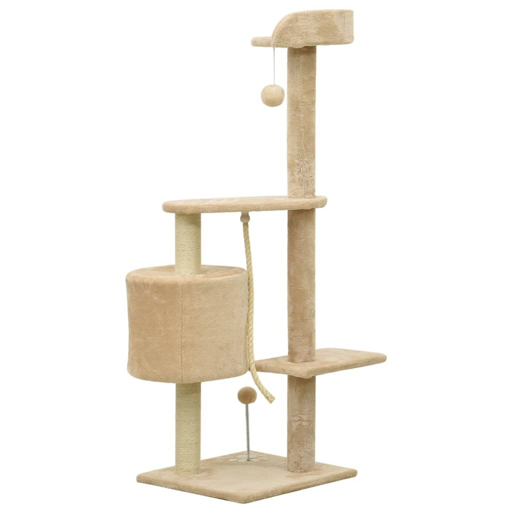 Katzenbaum mit Sisal-Kratzsäulen Beige 120 cm