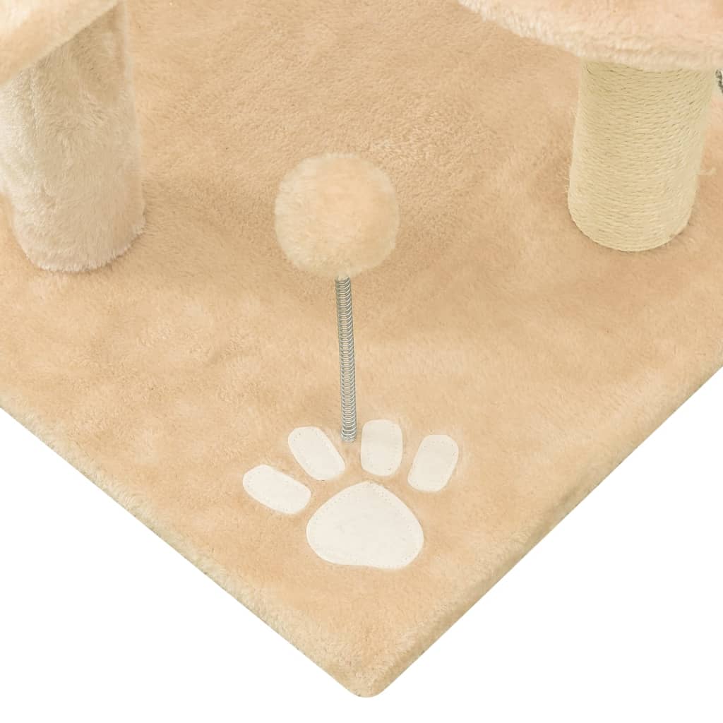 Katzenbaum mit Sisal-Kratzsäulen Beige 120 cm