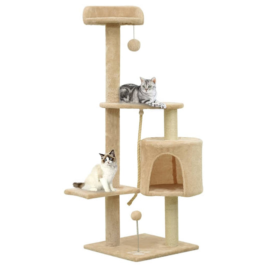 Katzenbaum mit Sisal-Kratzsäulen Beige 120 cm