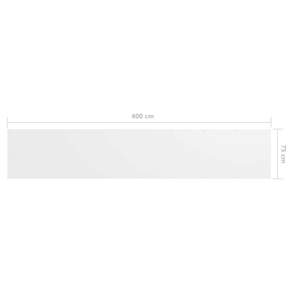 Balkon-Sichtschutz Weiß 75x400 cm Oxford-Gewebe
