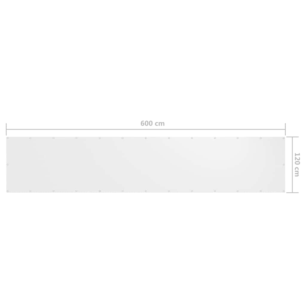 Balkon-Sichtschutz Weiß 120x600 cm Oxford-Gewebe