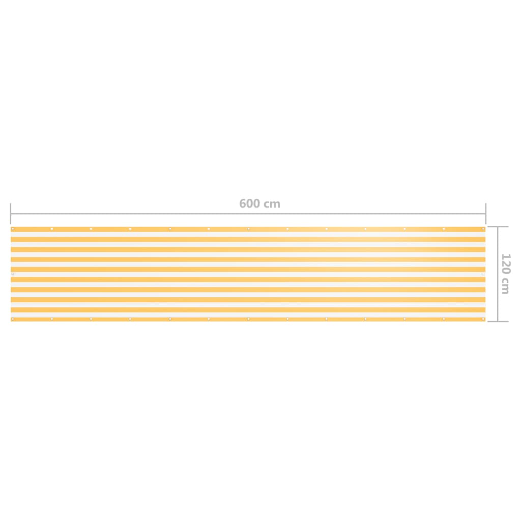 Balkon-Sichtschutz Weiß und Gelb 120x600 cm Oxford-Gewebe