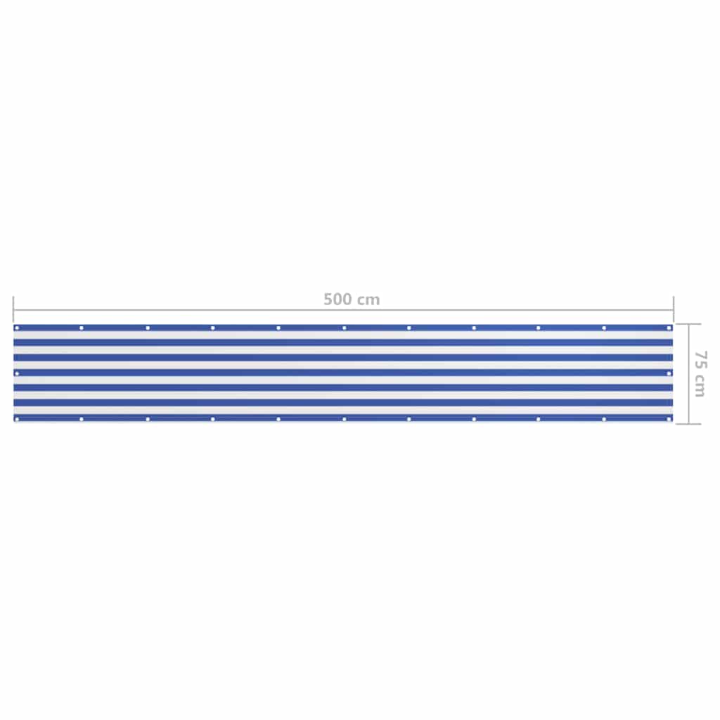 Balkon-Sichtschutz Weiß und Blau 75x500 cm Oxford-Gewebe