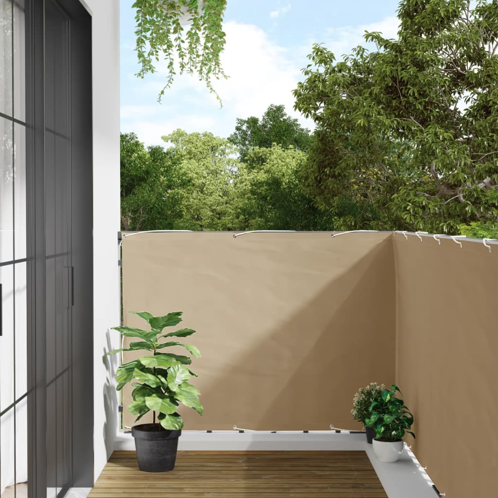 Balkon-Sichtschutz Beige 120x600 cm Oxford-Gewebe