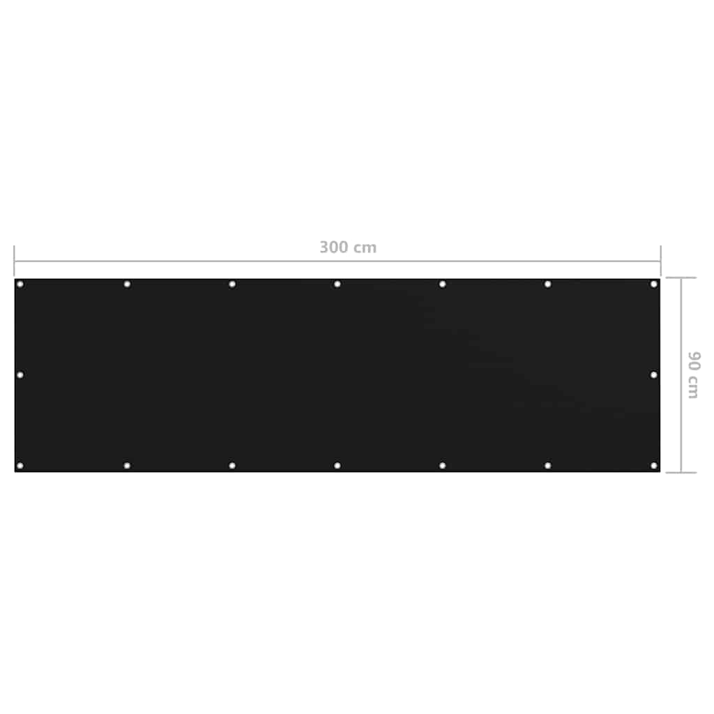 Balkon-Sichtschutz Schwarz 90x300 cm Oxford-Gewebe