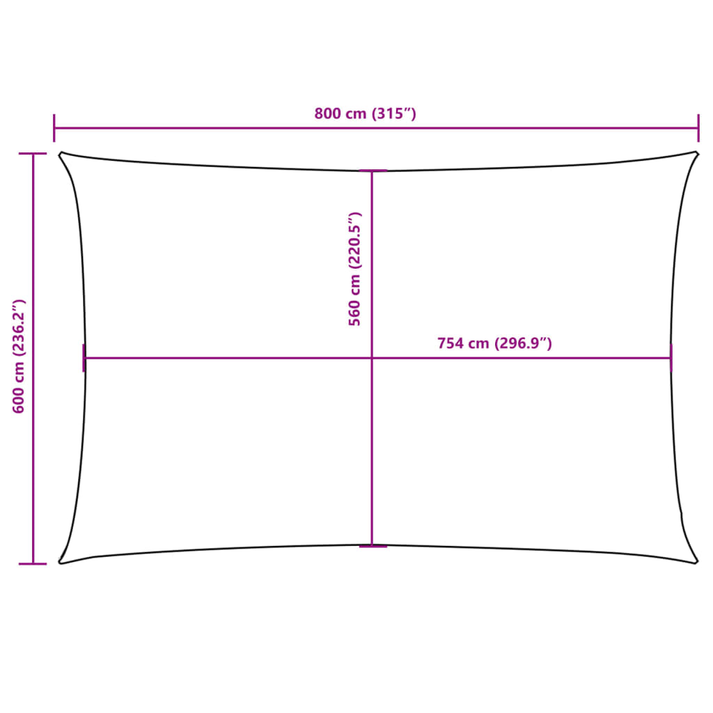 Sonnensegel Oxford-Gewebe Rechteckig 6x8 m Schwarz