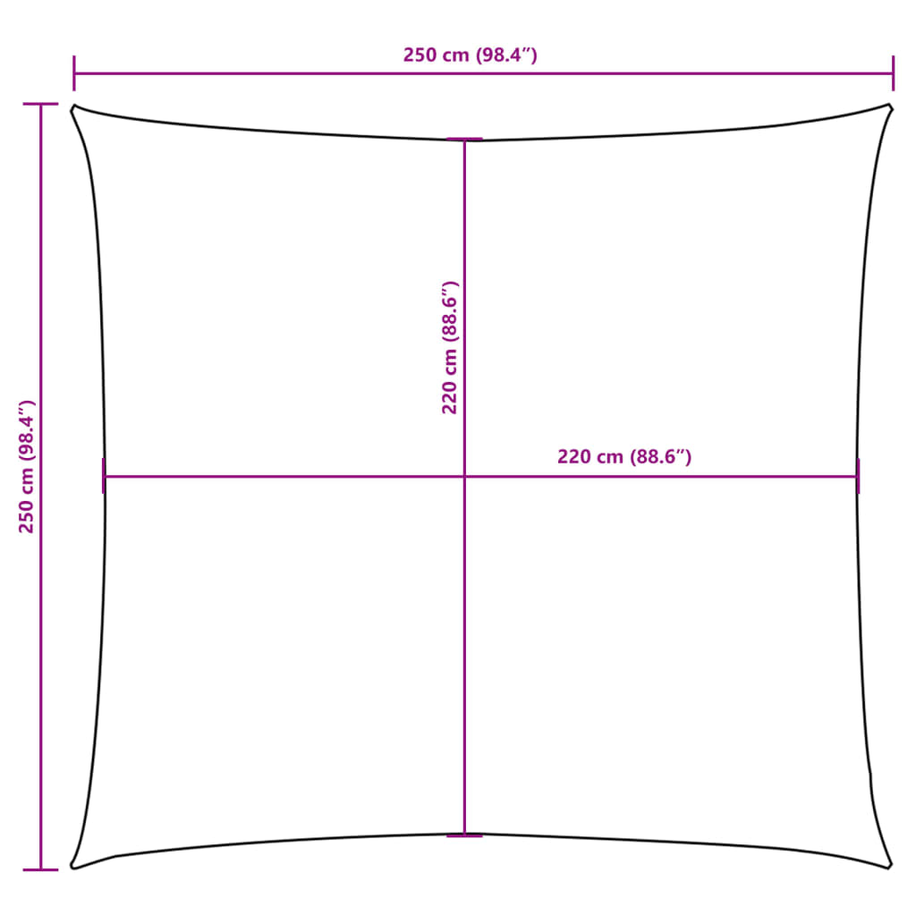 Sun sail Oxford fabric square 2.5x2.5 m brown