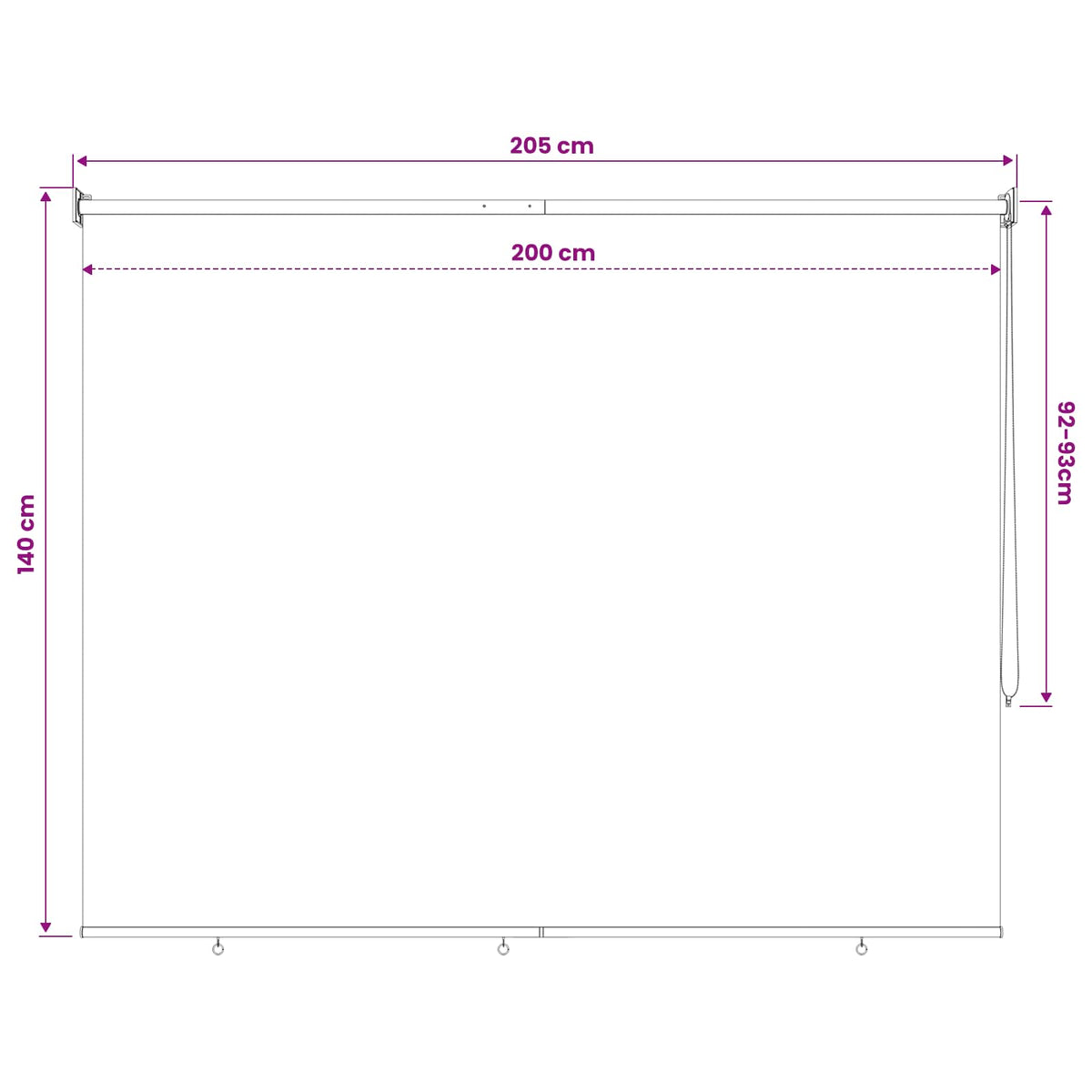 Außenrollo 205 (B)x140 (H) cm Dunkelgrün HDPE
