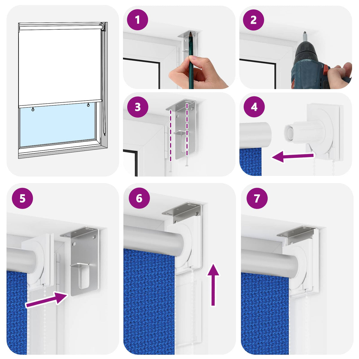 Außenrollo 105 (B)x140 (H) cm Blau HDPE