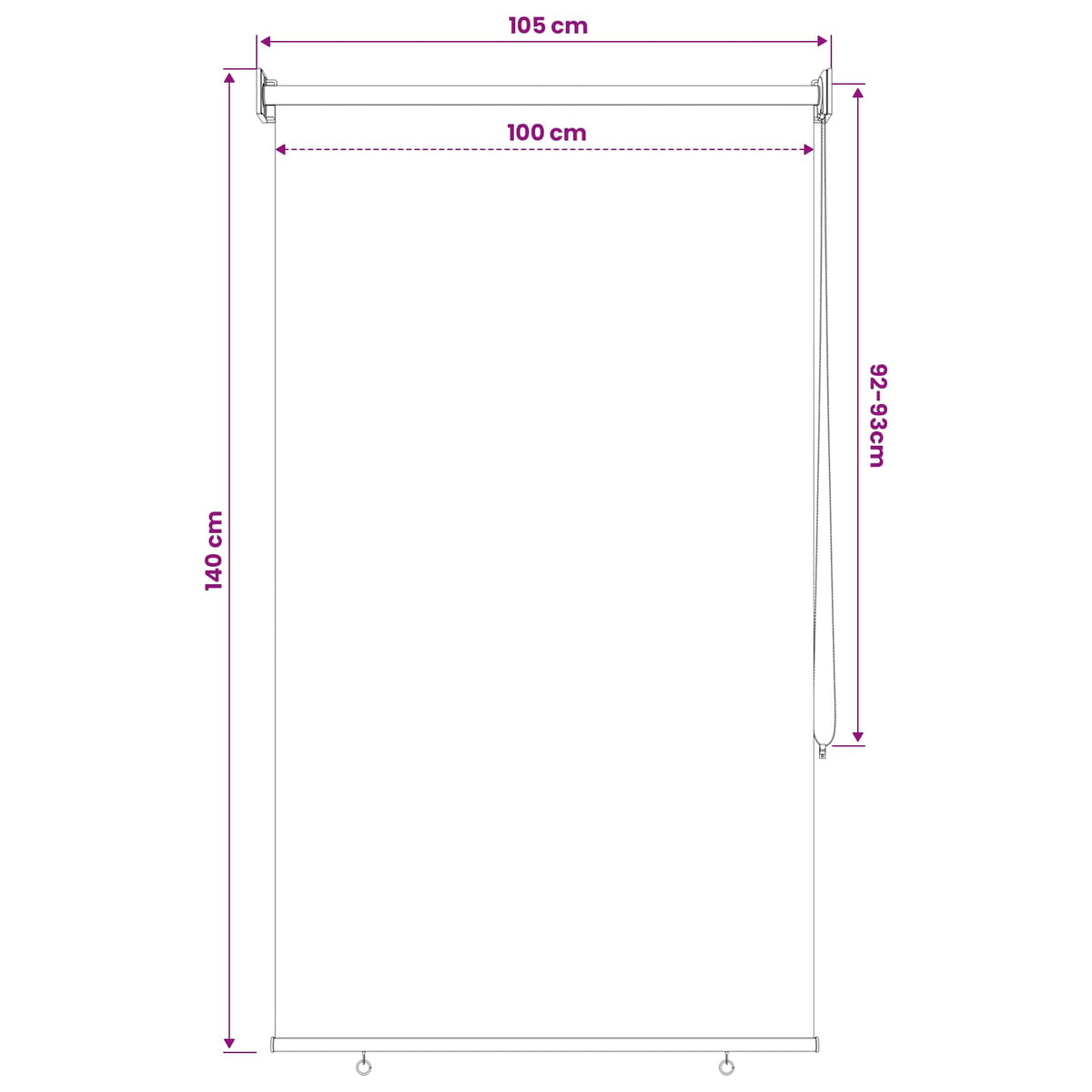 Außenrollo 105 (B)x140 (H) cm Blau HDPE