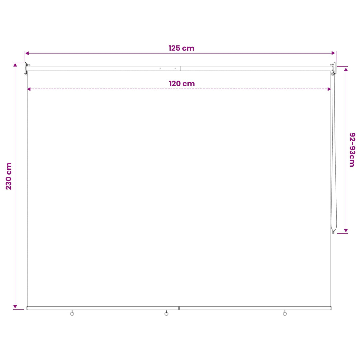 Außenrollo 125 (B)x230 (H) cm Blau HDPE