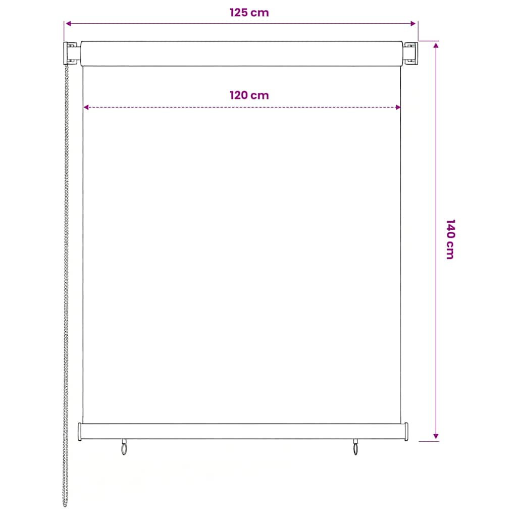 Außenrollo 125 (B)x140 (H) cm Schwarz
