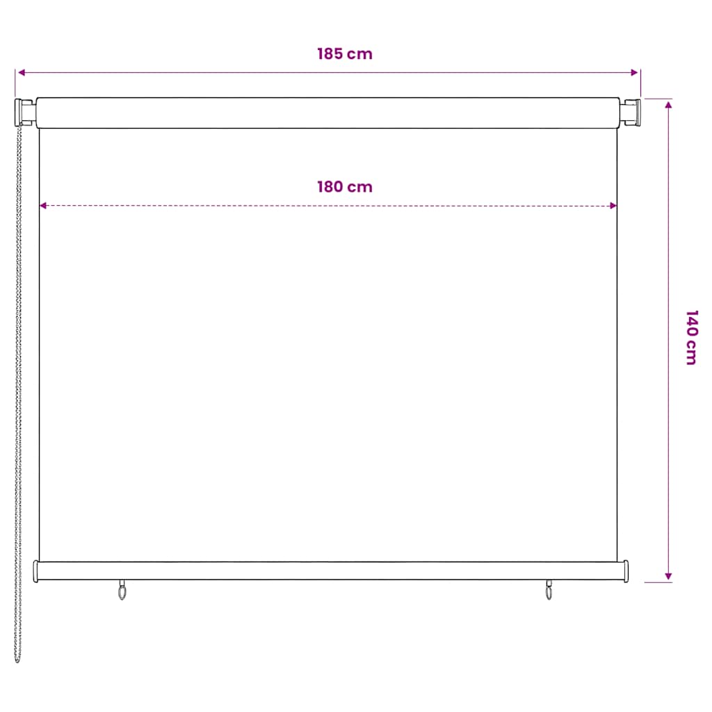 Außenrollo 185 (B) x 140 (H) cm Schwarz