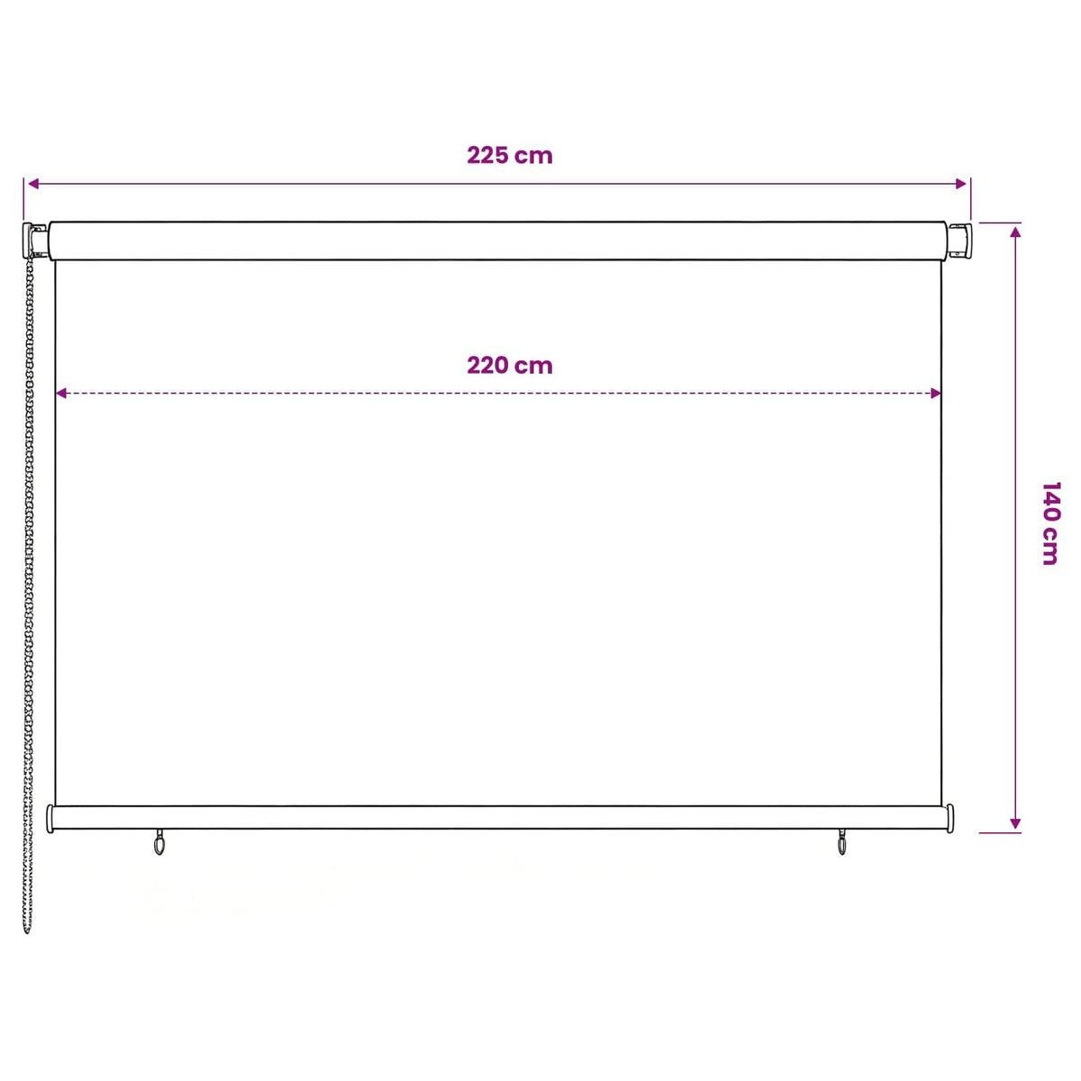 Außenrollo 225 (B)x140 (H) cm Schwarz