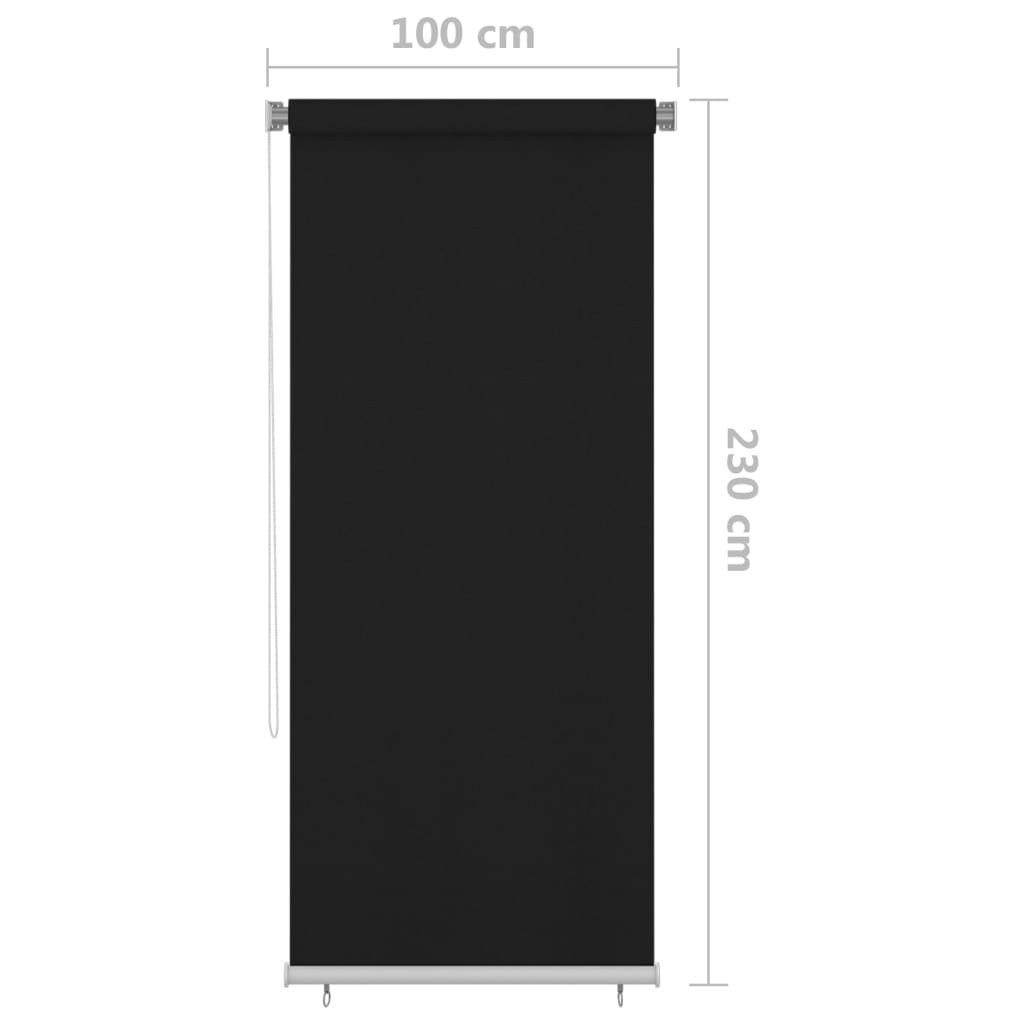 Außenrollo 100x230 cm Schwarz