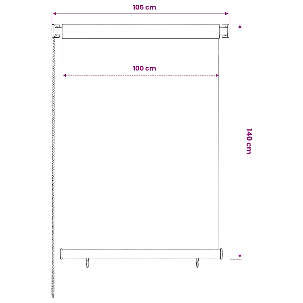 Außenrollo 105 (B) x 140 (H) cm Braun HDPE