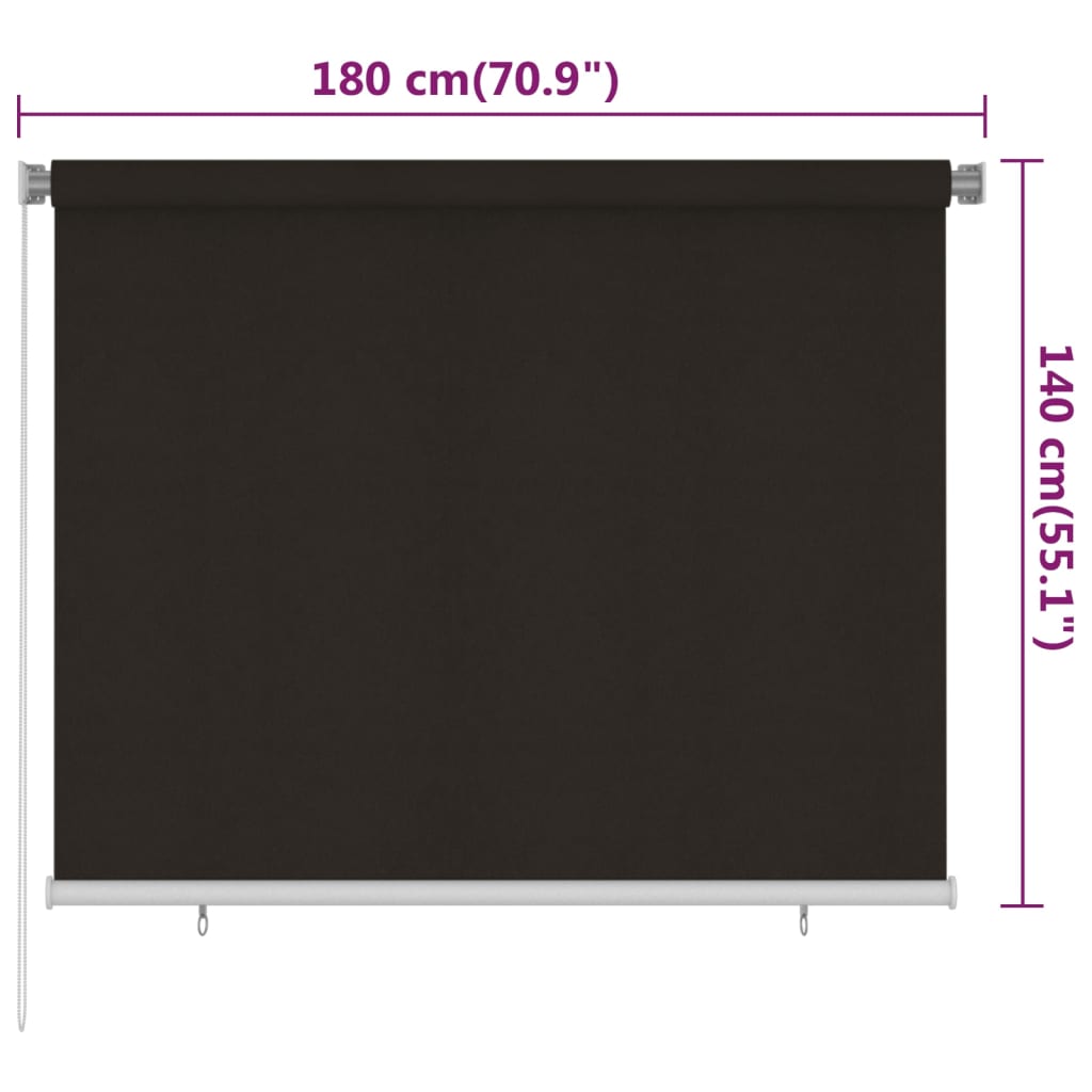 Außenrollo 185 (B) x 140 (H) cm Braun HDPE