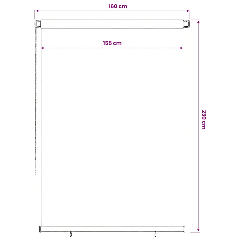 Außenrollo 165 (B)x230 (H) cm Braun HDPE