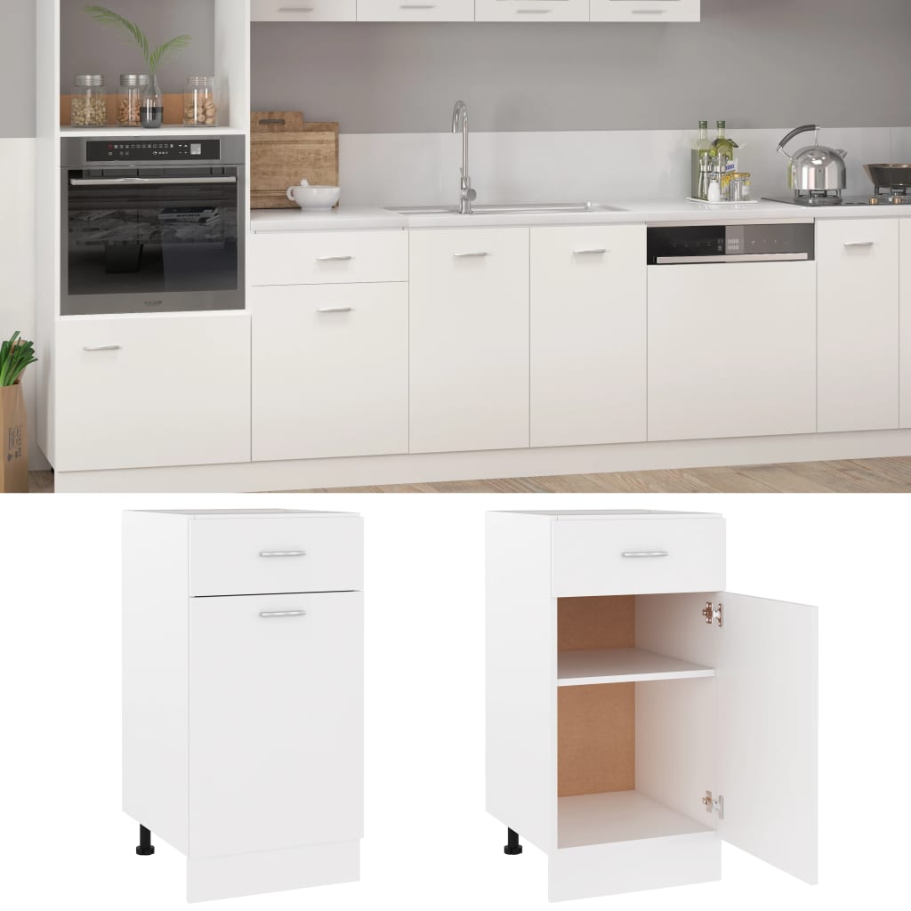 Drawer base cabinet white 40x46x81.5 cm wood material
