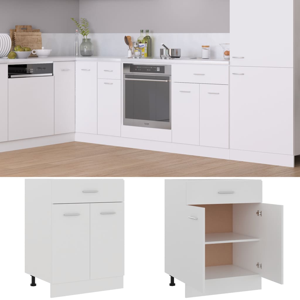 Drawer base cabinet white 60x46x81.5 cm wood material