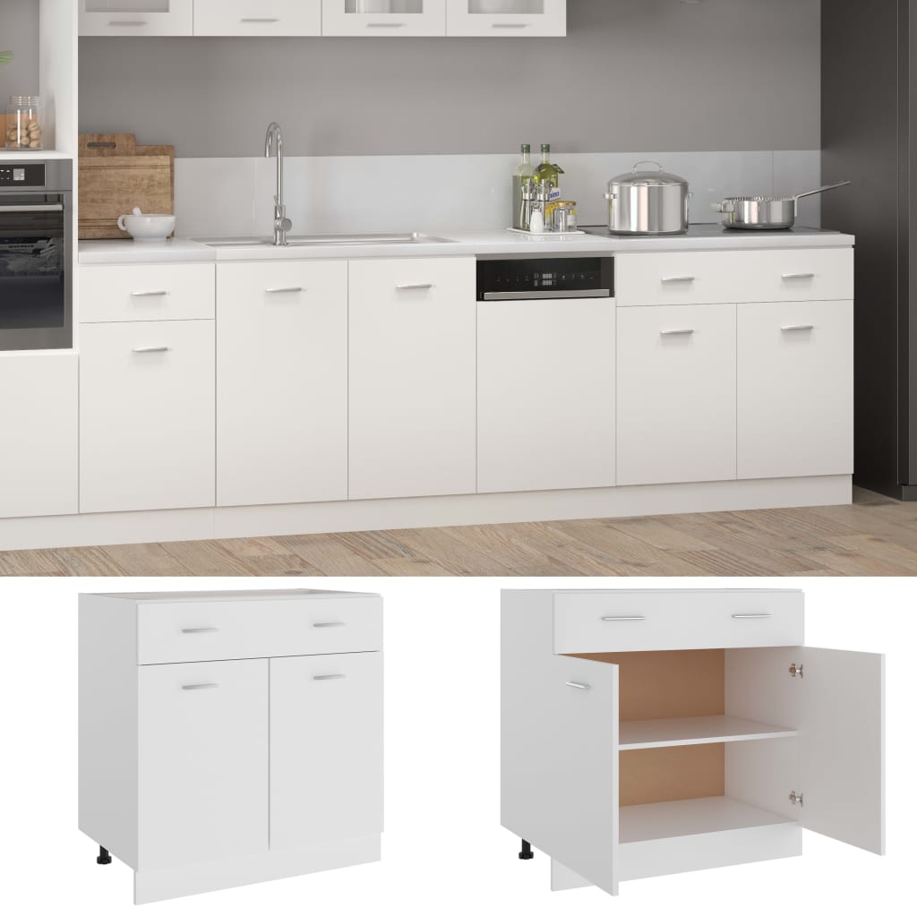 Drawer base cabinet white 80x46x81.5 cm wood material
