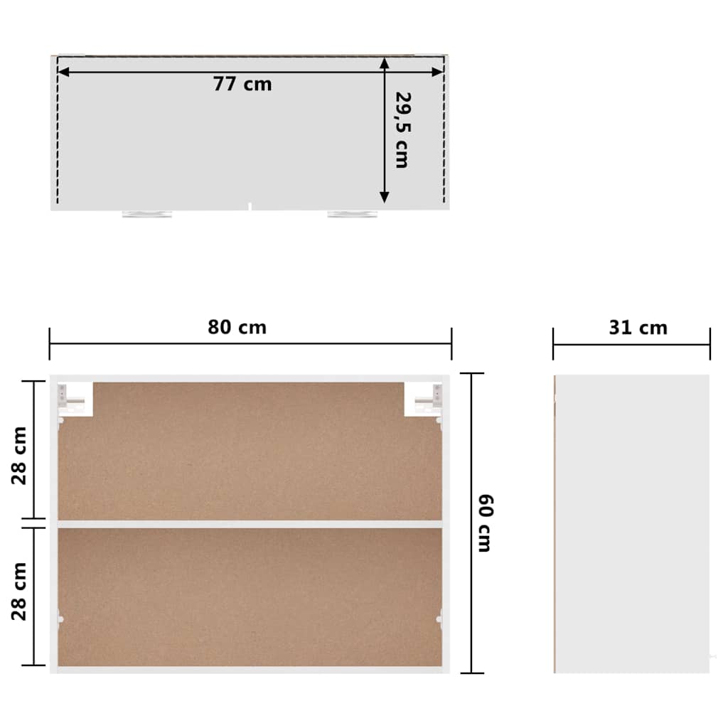 Hängeschrank Lyon Weiß 80x31x60 cm Holzwerkstoff