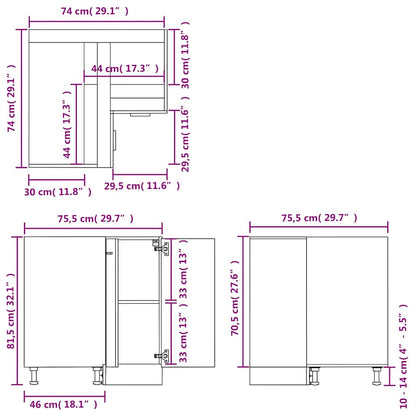 Eckunterschrank Lyon Sonoma-Eiche 75,5x75,5x81,5 cm Holzwerkstoff