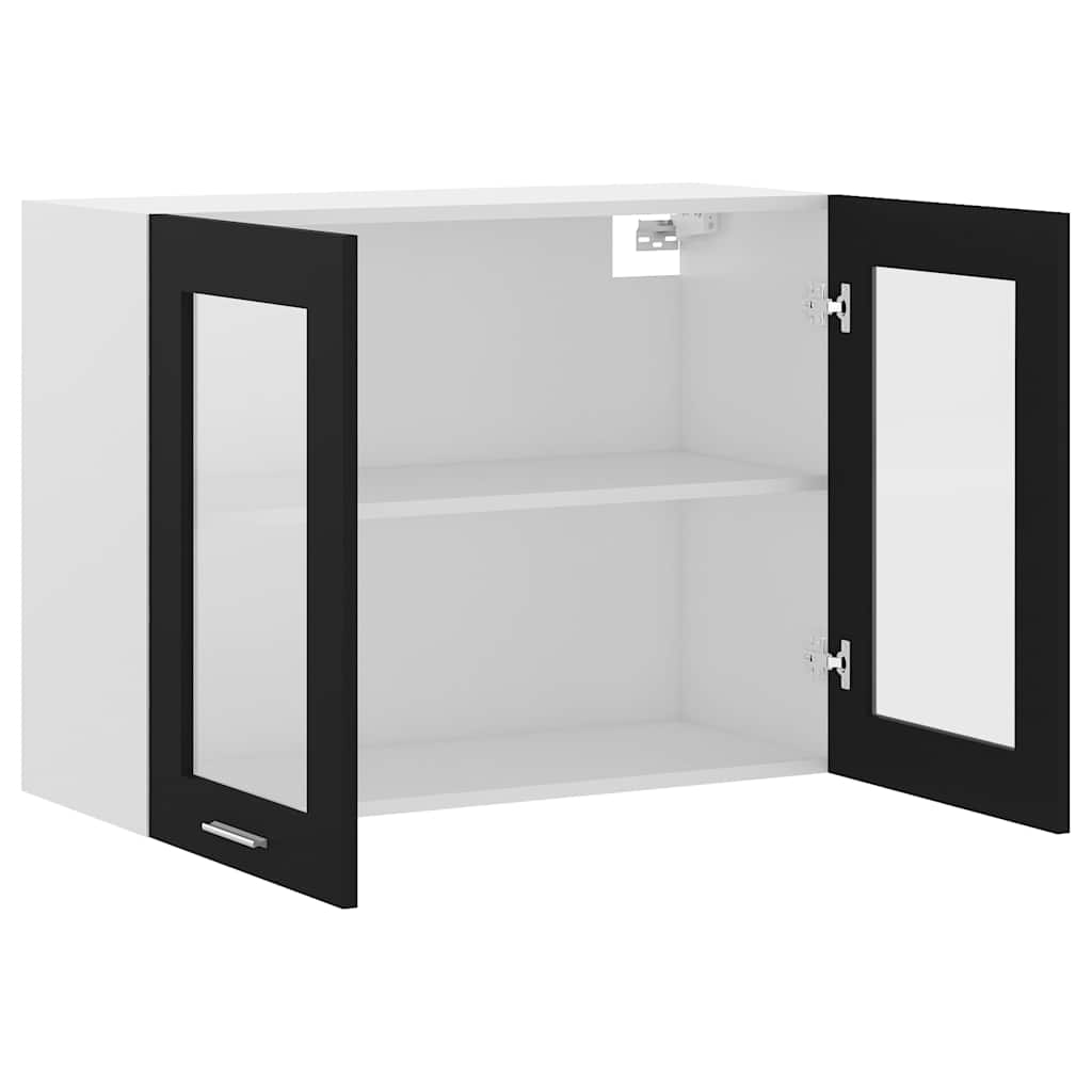 Hängeglasschrank Lyon Schwarz 80x31x60 cm Holzwerkstoff