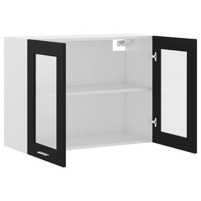 Hängeglasschrank Lyon Schwarz 80x31x60 cm Holzwerkstoff