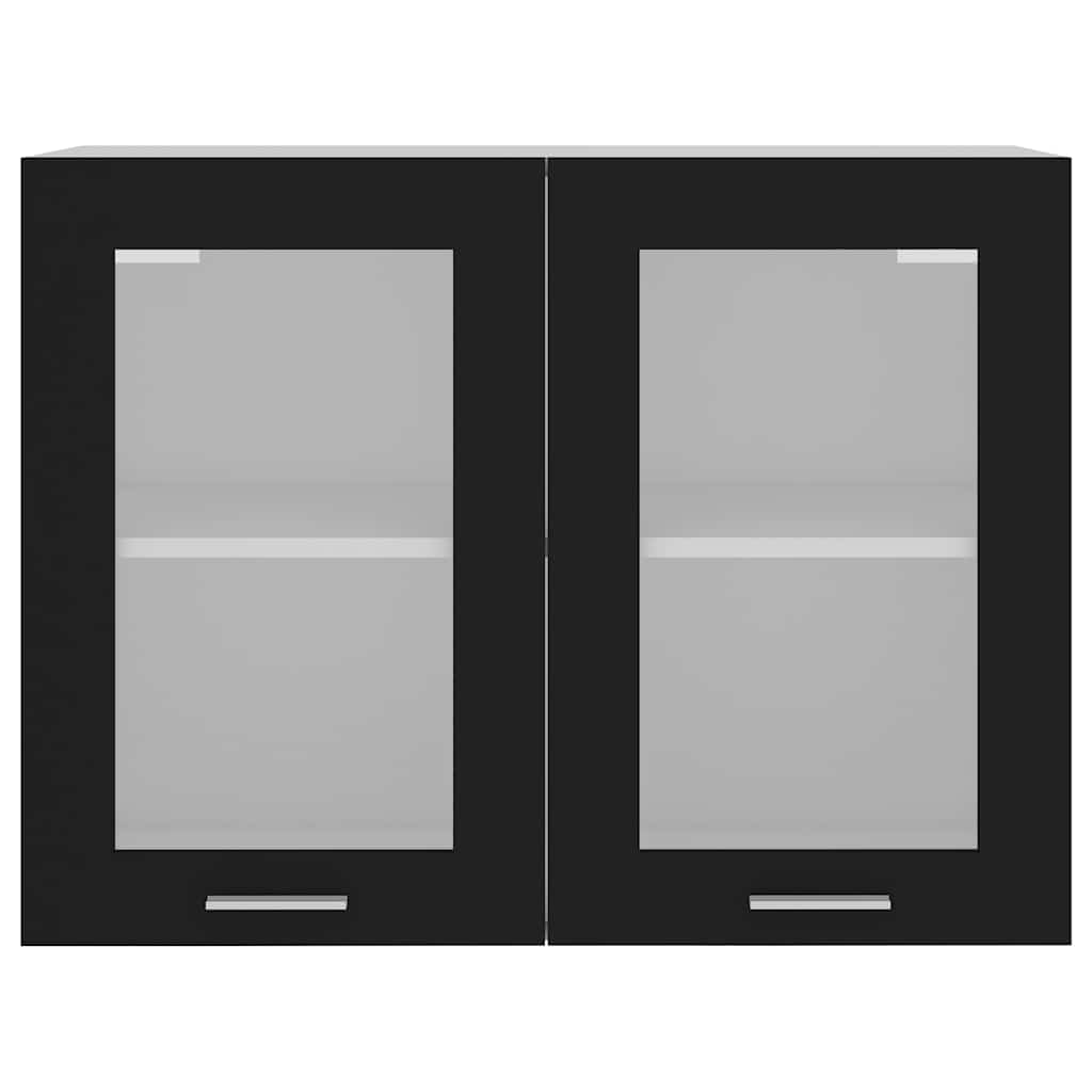 Hängeglasschrank Lyon Schwarz 80x31x60 cm Holzwerkstoff