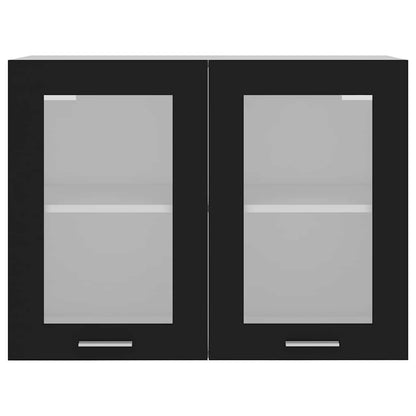 Hängeglasschrank Lyon Schwarz 80x31x60 cm Holzwerkstoff