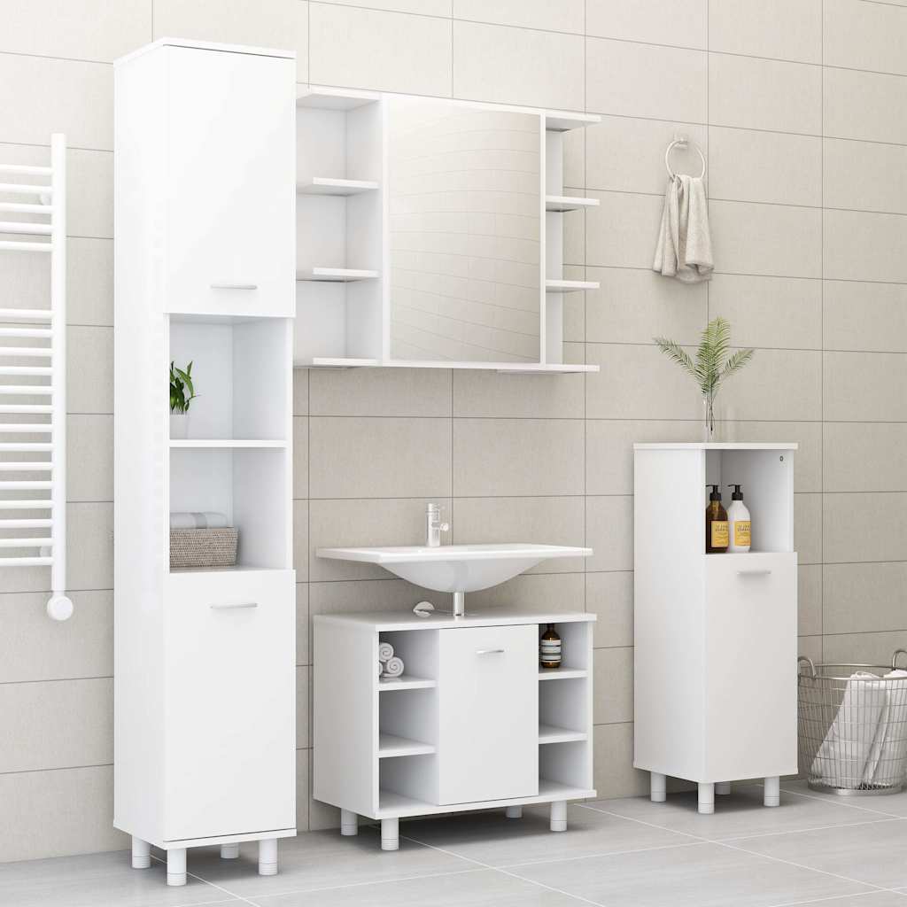 Badezimmerschrank Weiß 30x30x179 cm Holzwerkstoff