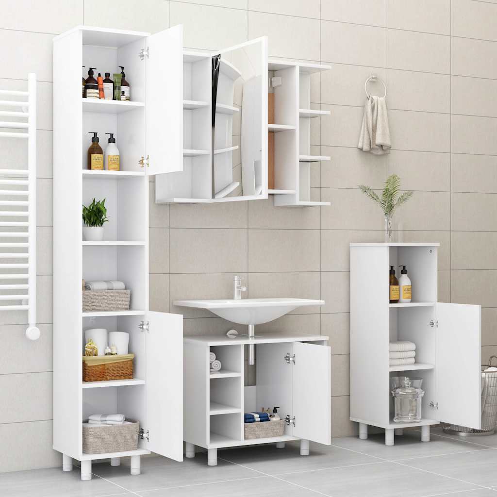 Badezimmerschrank Weiß 30x30x179 cm Holzwerkstoff