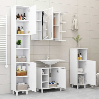 Badezimmerschrank Weiß 30x30x179 cm Holzwerkstoff