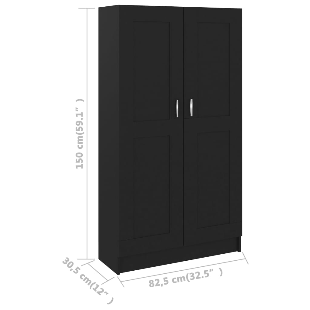 Bookshelf Black 82.5x30.5x150 cm Wood Material