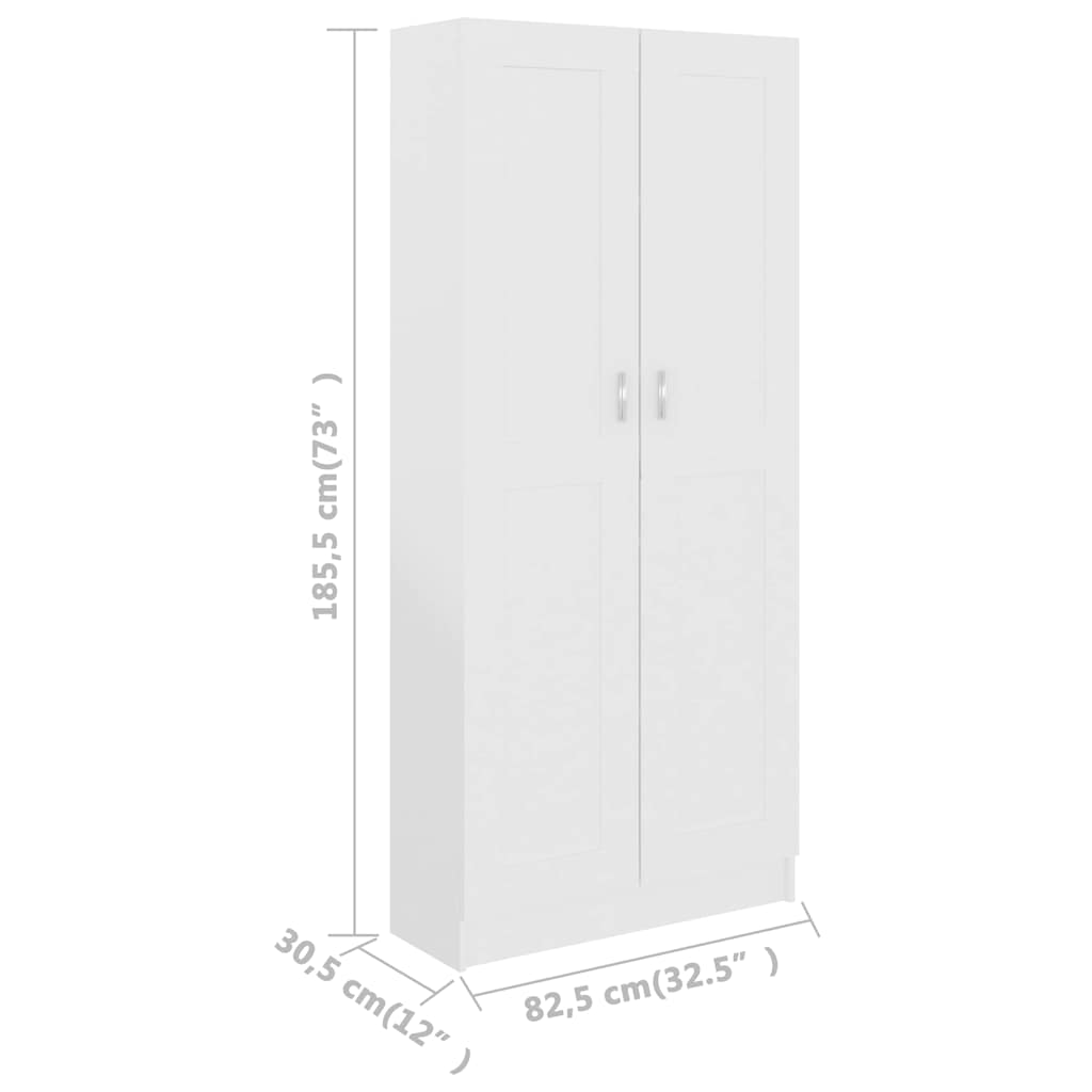 Bücherschrank Weiß 82,5x30,5x185,5 cm Holzwerkstoff