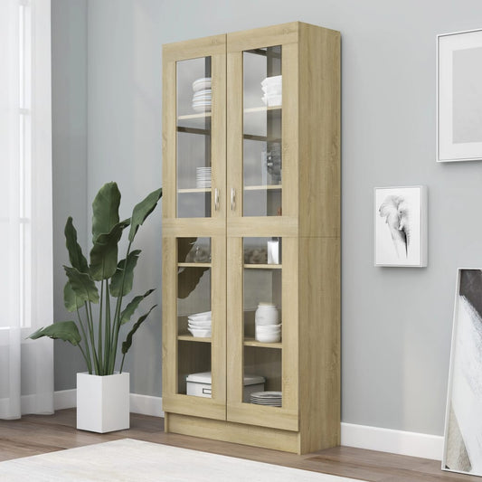 Vitrinenschrank Sonoma-Eiche 82,5x30,5x185 cm Holzwerkstoff