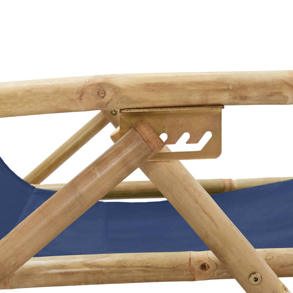 Klappbarer Liegestuhl, marineblau, Bambus und Stoff