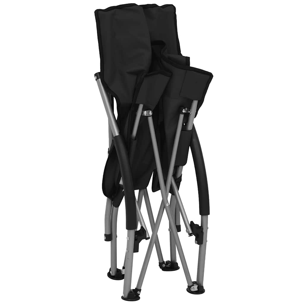 Klappstühle, 2 Stück, schwarzer Stoff