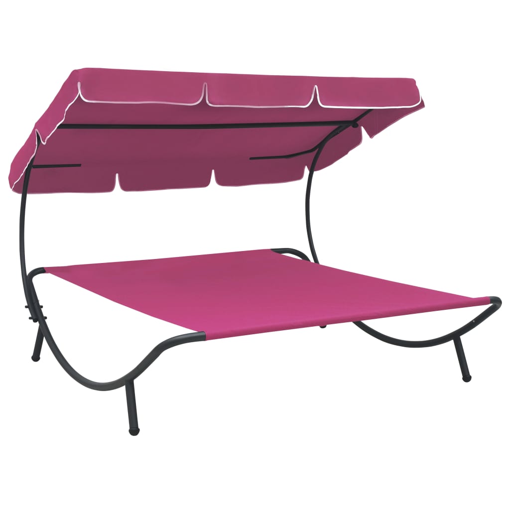 Sonnenliege mit Sonnendach Rosa