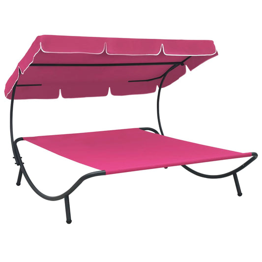 Sonnenliege mit Sonnendach Rosa