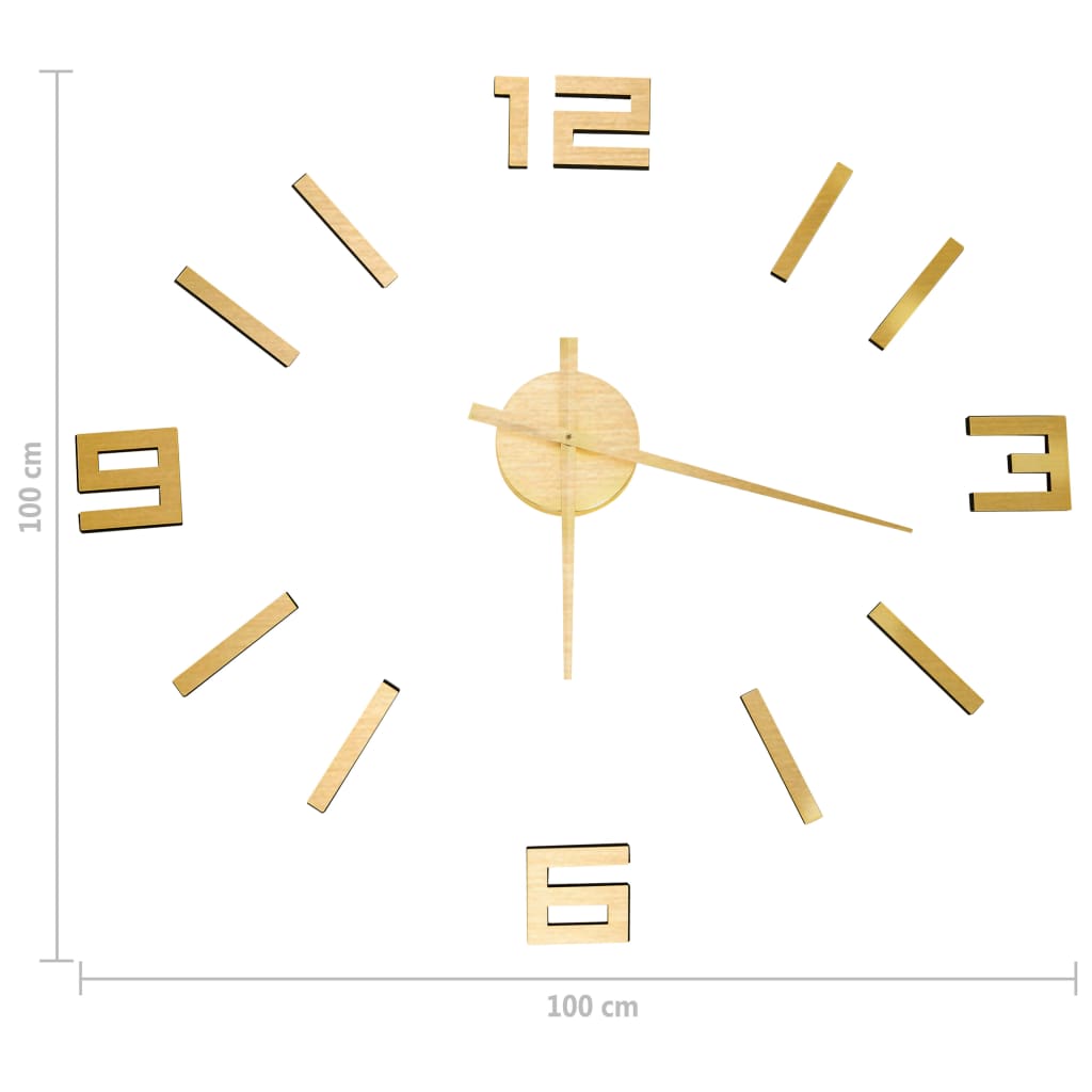 3D-Wanduhr Modernes Design Golden 100 cm XXL