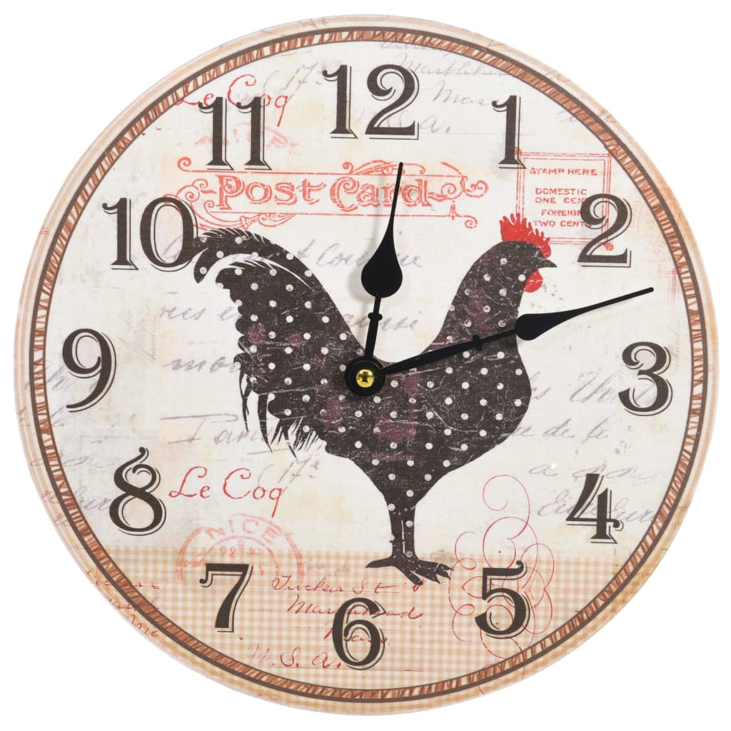 Wanduhr mit Huhn-Design Mehrfarbig 30 cm MDF