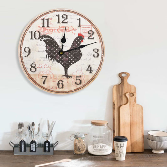 Wanduhr mit Huhn-Design Mehrfarbig 30 cm MDF