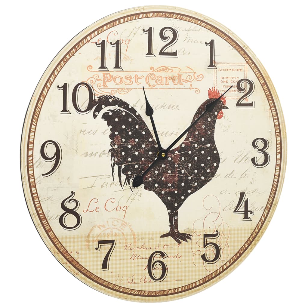 Wanduhr mit Huhn-Design Mehrfarbig 60 cm MDF