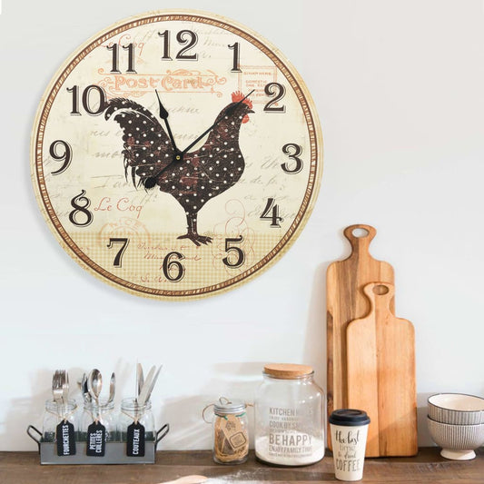 Wanduhr mit Huhn-Design Mehrfarbig 60 cm MDF